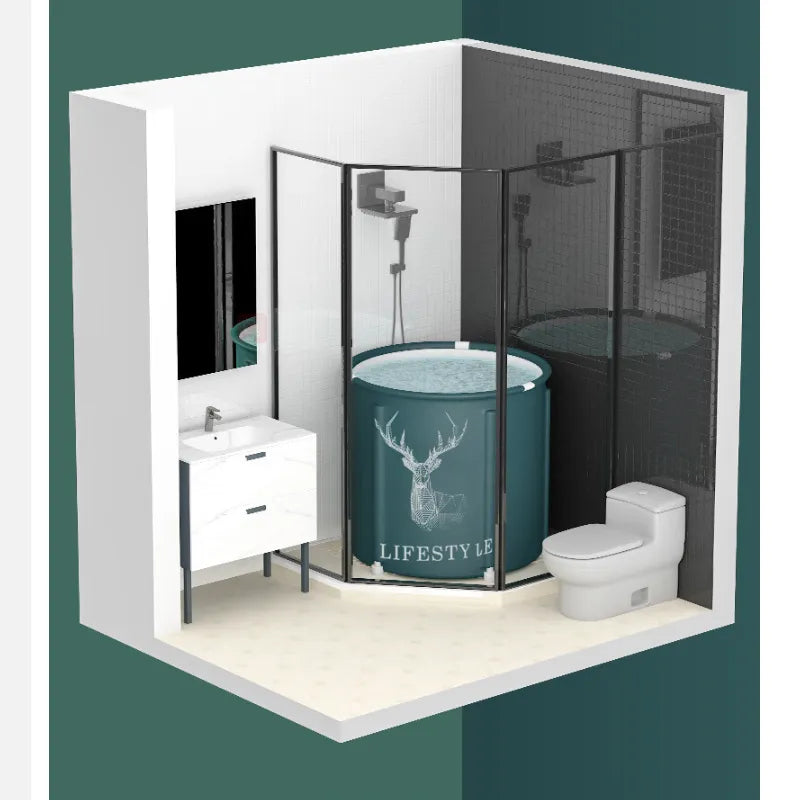 Portable Collapsible Bath Bucket Bathtub Large Capacity Bathroom Ice Bath Winter Shower Bathing Artifact Free Installation Portable Collapsible Bath Bucket Bathtub Large Capacity Bathroom Ice Bath Winter Shower Bathing Artifact Free Installation